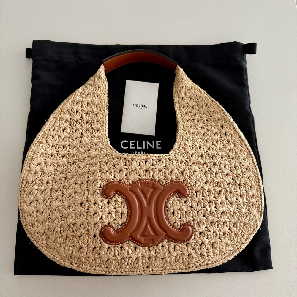 AUTH CELINE PANIER HOBO RAFFIA BAG